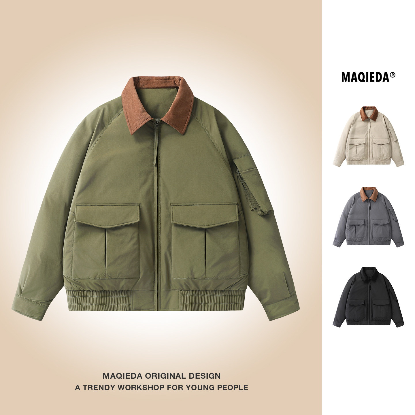 马切达冬季飞行员男款防寒工装外套多口袋复古90白鸭绒羽绒服潮牌,男装,羽绒服,淘宝优惠券,粉丝福利购,淘宝优惠卷