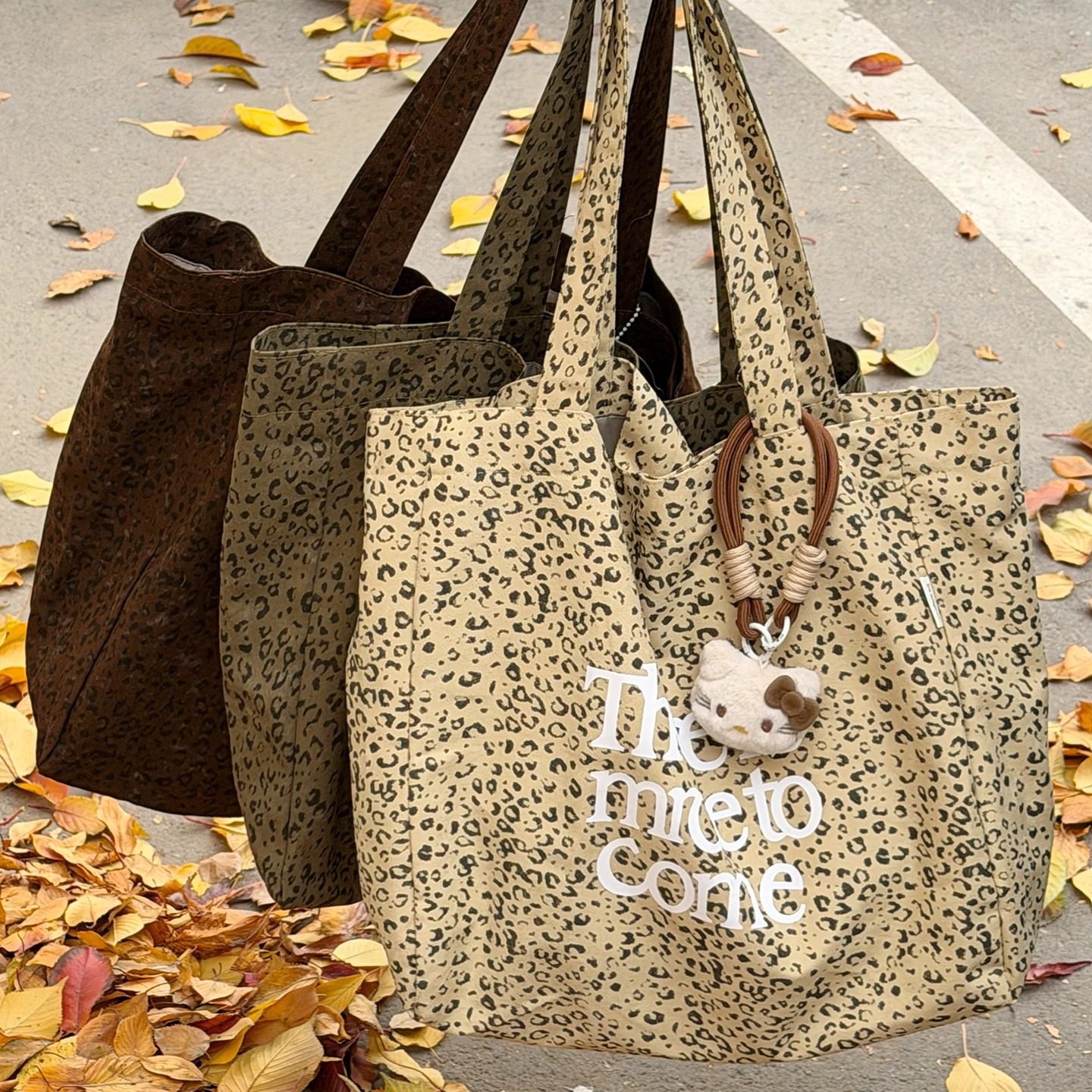 韩系ins风复古豹纹托特包女 大容量通勤单肩包学生简约休闲帆布包,箱包皮具/热销女包/男包,托特包,淘宝优惠券,粉丝福利购,淘宝优惠卷