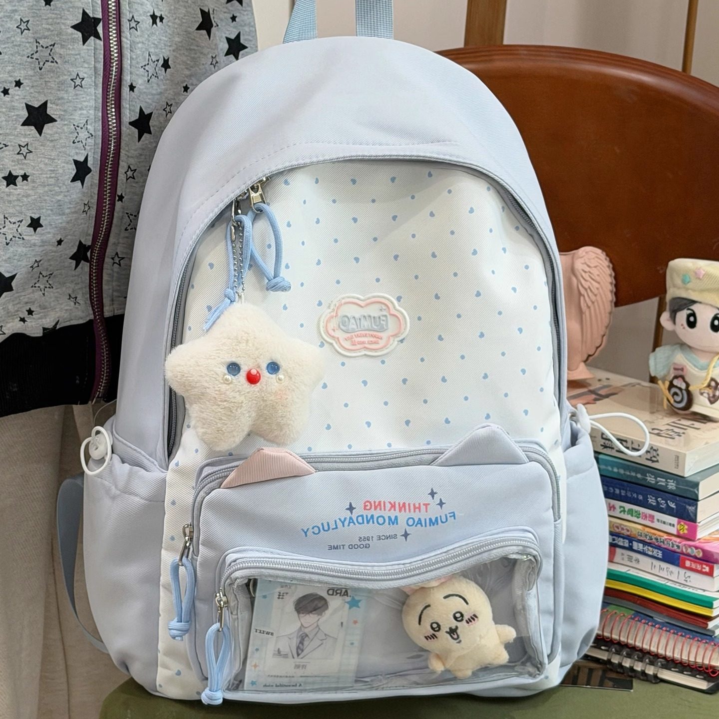 日系可爱少女双肩包初中女生高中学生书包女轻便背包吧唧痛包娃包