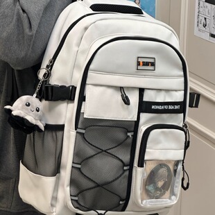 日系复古工装 ins小众初中高中学生双肩包女生大容量背包 书包男潮