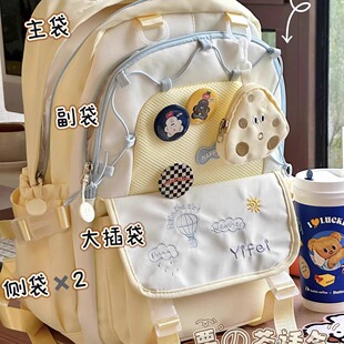 2025新款 小清新书包女初中女生高中学生大容量双肩包休闲通勤背包