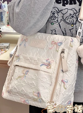 茶话会大容量补习手提袋百搭单肩包初中生学生上课通勤斜挎包包女