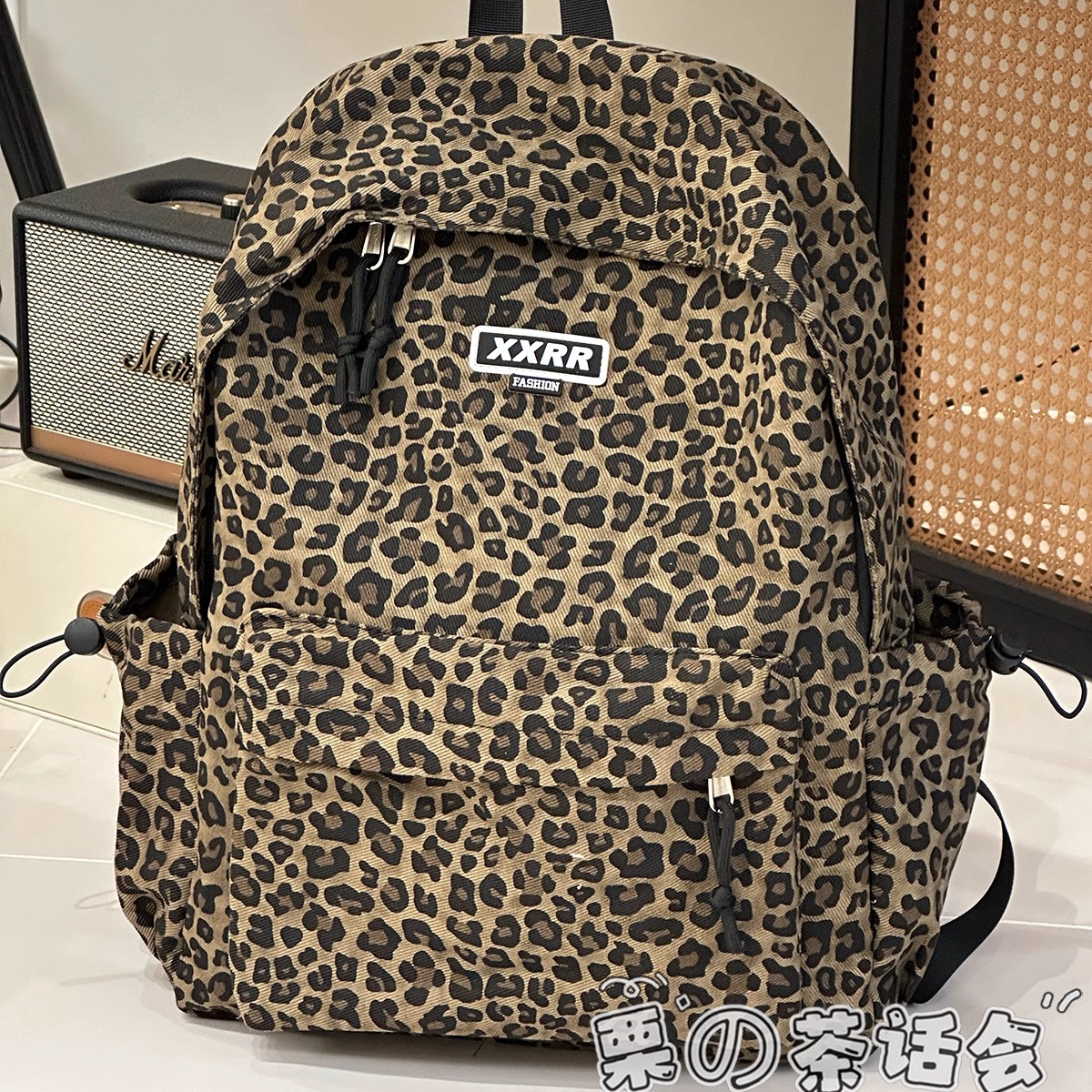 潮牌小众ins风豹纹书包女 秋冬双肩包大学生简约轻便休闲出游背包