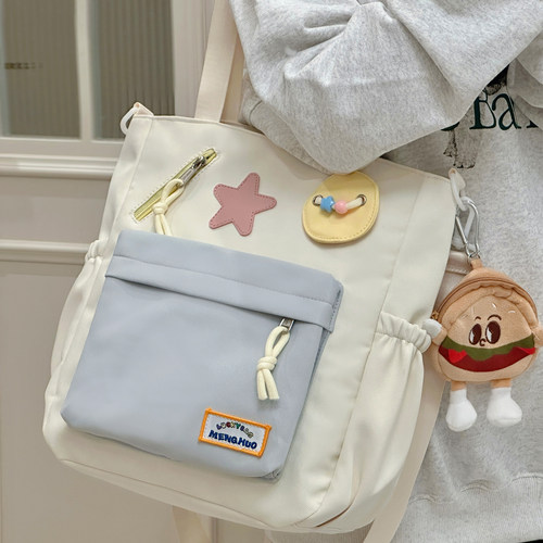 日系少女校园大容量手提单肩包学生党斜挎包轻便上课包包女补课袋