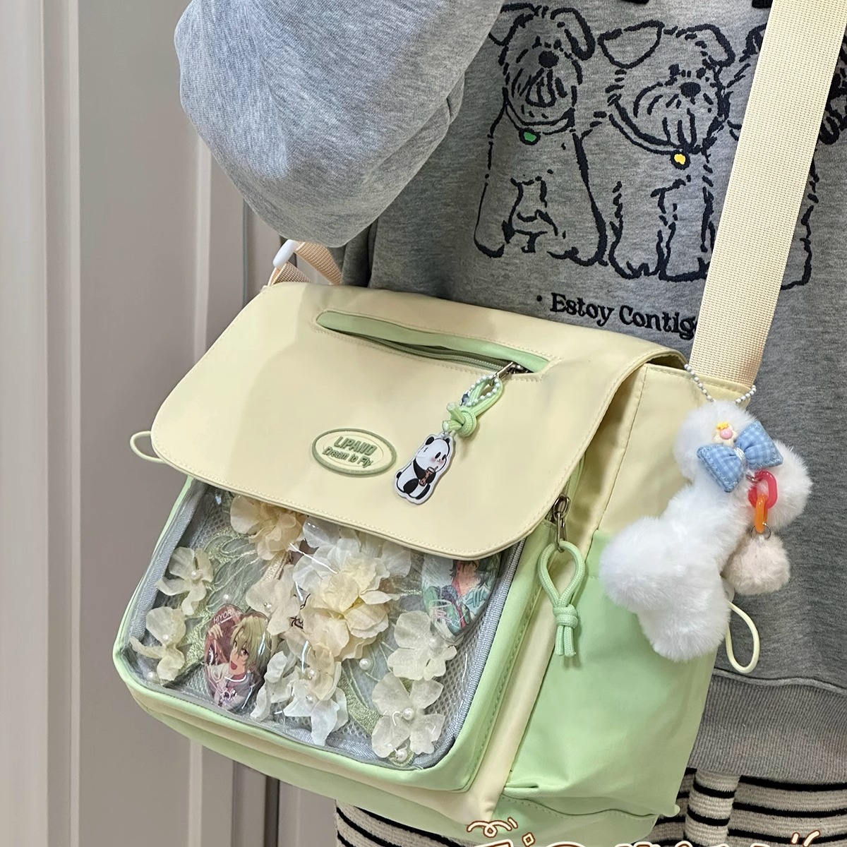 日系ins可爱吧唧谷子痛包日常斜挎包女 大容量学生党上课包单肩包