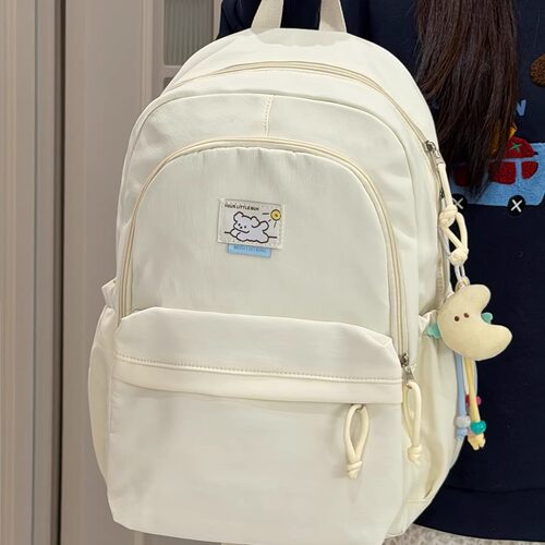 茶话会ins休闲简约双肩包 初中女生高中学生书包女大容量旅行背包