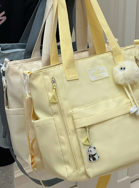 日系ins大容量学生上课托特包 休闲手提单肩包女补课袋上课斜挎包