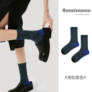 ins潮春秋款 Renaissance袜子女薄款 小众设计感复古宫廷风中长筒袜