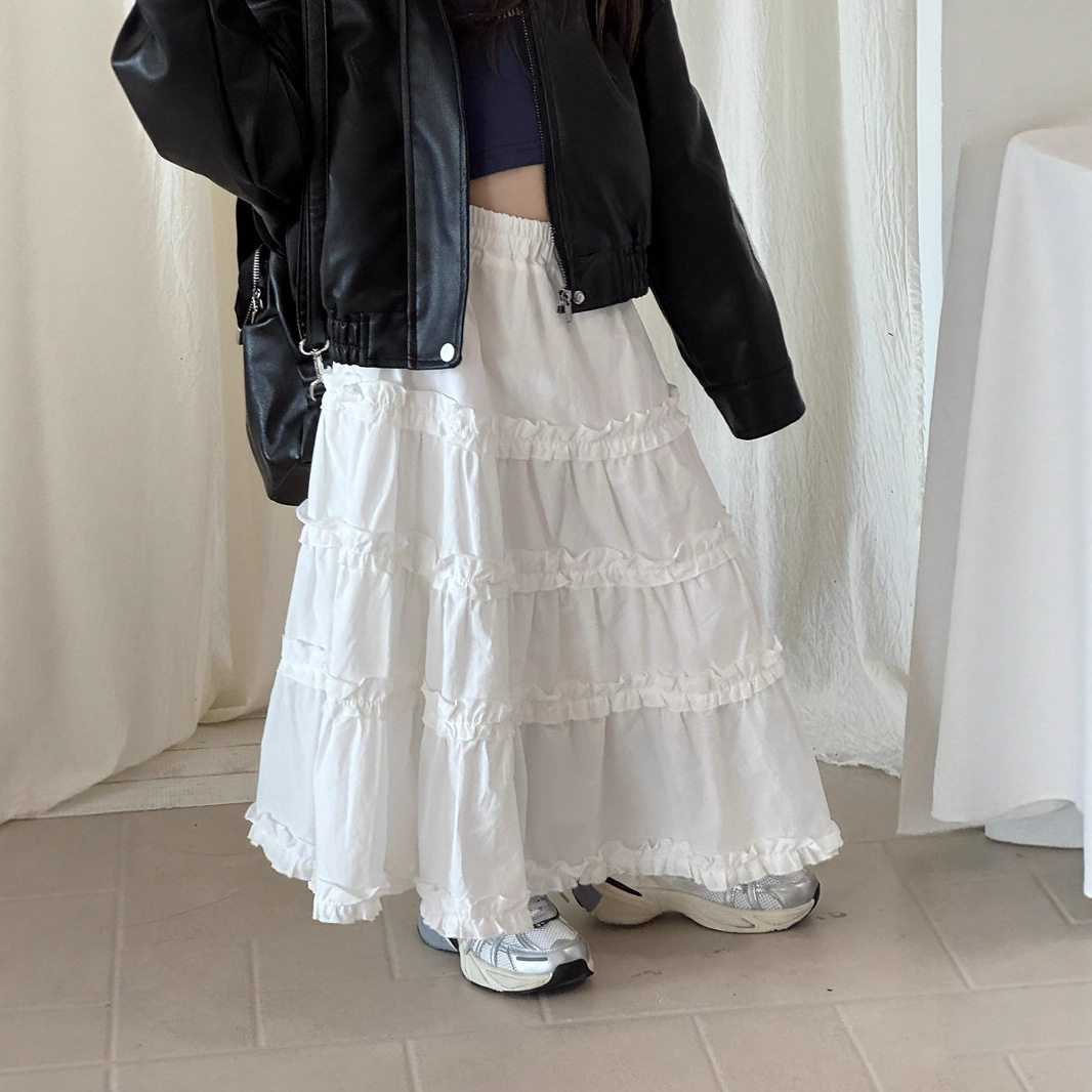 2025童装 女童韩版蕾丝花边拼接仙女半身裙女宝宝蛋糕长裙伞裙