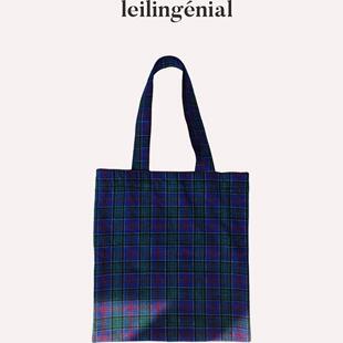 leilingenial ｜手织老布粗布托特包帆布包 苏格兰格子