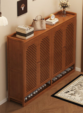 简易多层鞋柜家用入户门口楠竹170800鞋架阳台大码鞋收纳柜一体靠