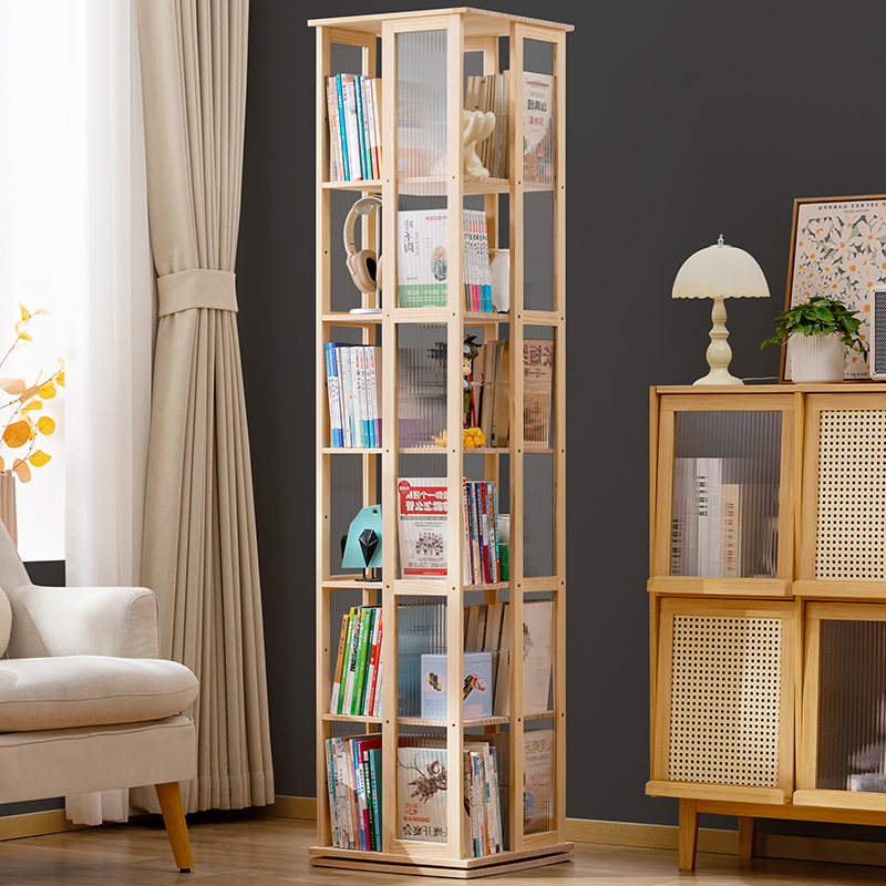 实木旋转书架360度书柜家用桌边