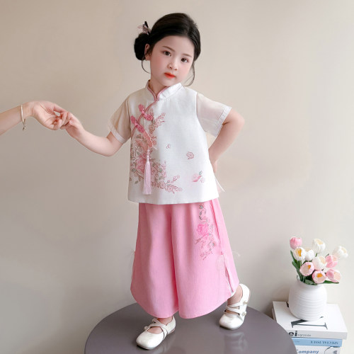 汉服女童新中式短套袖装2026新款儿童夏国日风唐装宝宝六一表演服