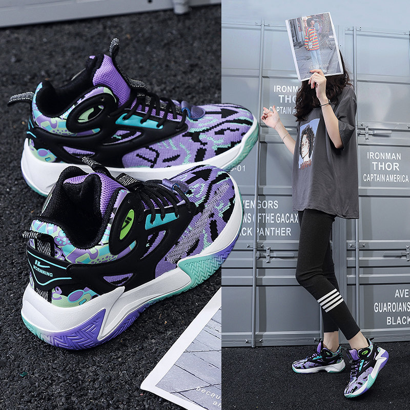 女生透气减震回弹防滑中帮篮球鞋运动跑步跳绳中小学生体育课专用