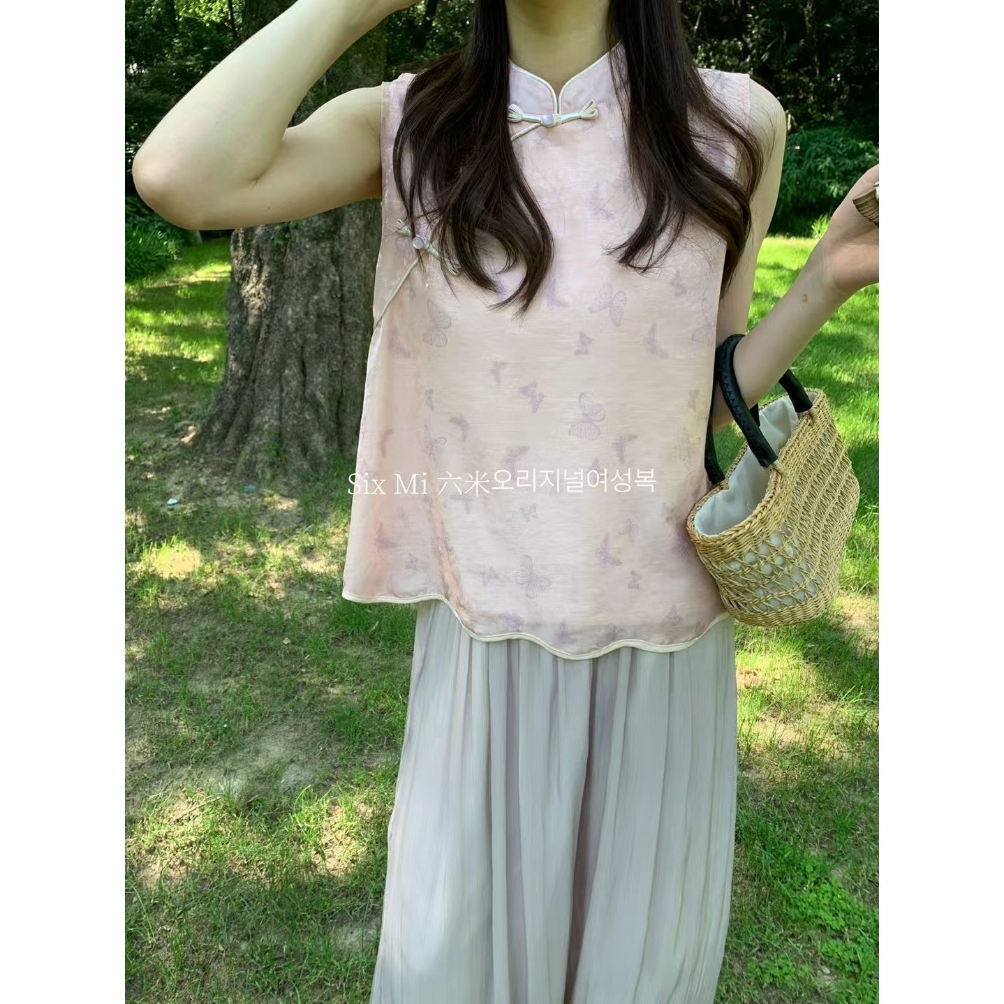 新中式国风人丝提花马甲女