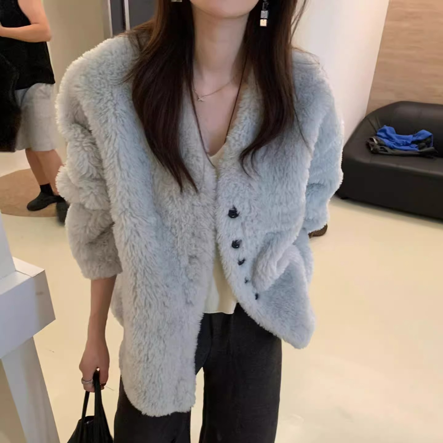 羊羔毛羊剪绒皮毛一体皮草外套