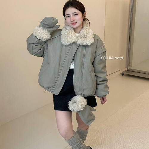 休闲毛毛领派克服女冬季保暖