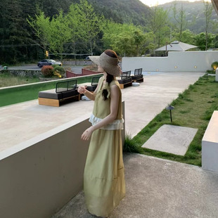 清仓捡漏!夏季新款女装荷叶边无袖连衣裙时尚减龄裙子一整套洋气