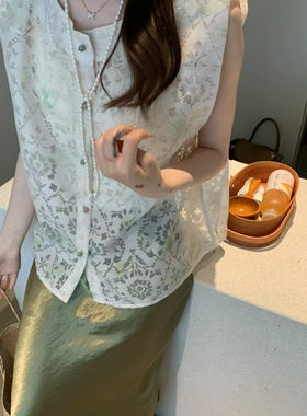 捡漏！新中式提花缎面马甲背心女夏高级感轻奢国风马褂上衣