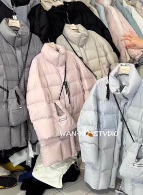 反季清仓捡漏！法式小泡芙休闲冬立领设计师款中长款羽绒服带包包