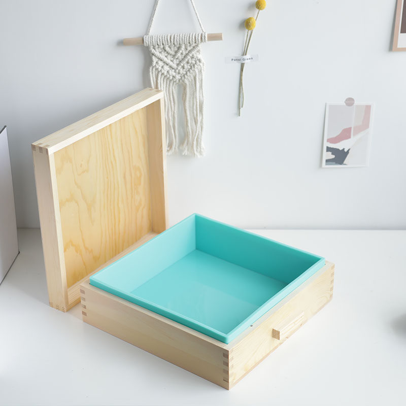 爱皂坊单孔吐司渲染磨具8KG正方形木盒硅胶大盘手工香皂模具