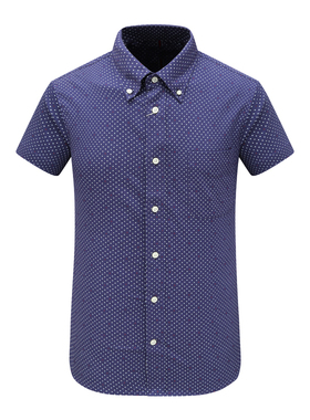 MY141美尔男式夏季短袖衬衫 棉休闲商务上衣 深蓝色 时尚都市免烫