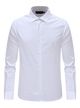 SA48萨BA蒂N男春秋长袖衬衫 棉意大利面料休闲商务上衣免烫 白色