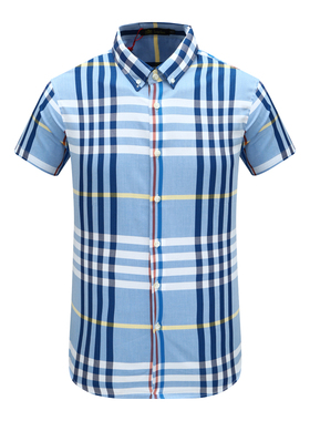 AB1409邦纳男夏季短袖衬衫 棉休闲商务上衣 蓝色 时尚都市