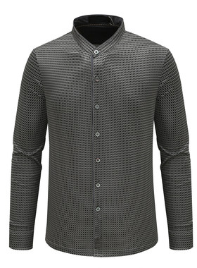 KN19康L尼L男式夏季长袖针织衫开衫 桑蚕丝休闲商务上衣 灰色