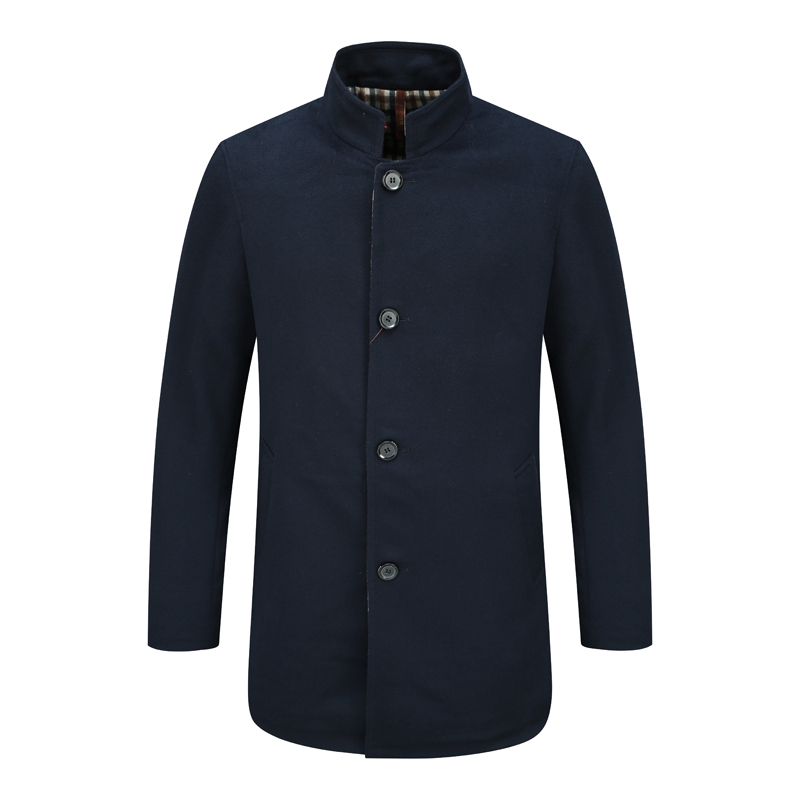 SL88仕东秋冬男式毛呢大衣 羊绒直排扣保暖防风外套 深蓝色