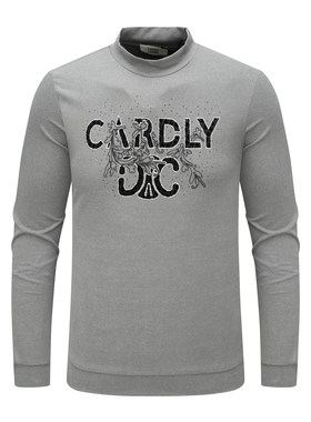 H1302男式春秋长袖针织衫套头 休闲商务上衣 灰色