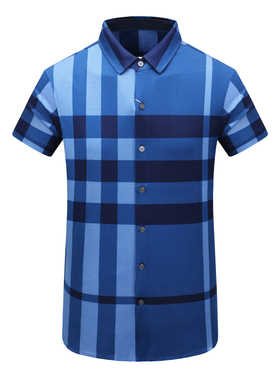 MY120美尔男式夏季短袖衬衫 棉休闲商务上衣 深蓝色 时尚都市免烫