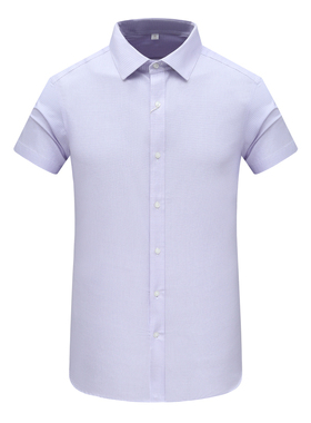 MY217美尔男式夏季短袖衬衫 棉休闲商务上衣 淡紫色 时尚都市免烫