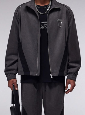 H1148 春秋男式夹克 立领舒适休闲外套 灰色 时尚都市 弹力