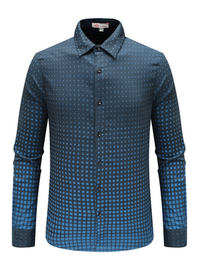 AB1458邦纳男春秋长袖衬衫 棉休闲商务上衣 深蓝色 时尚都市