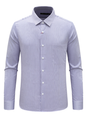 AB1393邦纳男春秋长袖衬衫 棉休闲商务上衣 蓝色白格 时尚都市