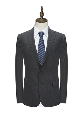 SL10仕东男式春秋西服 羊毛两粒扣无开衩商务西装 黑灰色