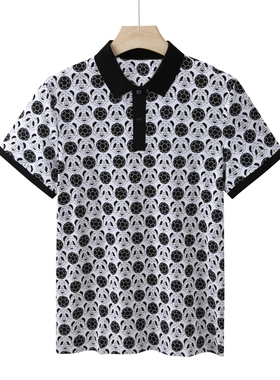 CA69 机场货 卡夏季男短袖T恤 棉翻领套头休闲商务上衣 黑色弹力