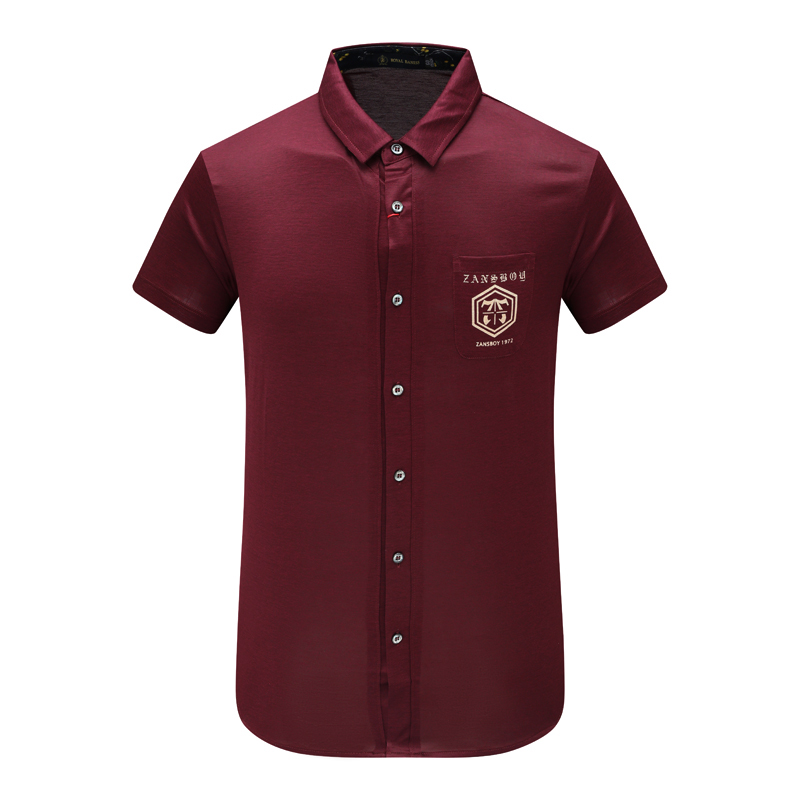 AB1520邦纳男春夏短袖衬衫 棉休闲商务上衣 暗红色 时尚都市
