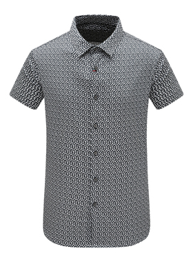 AB1324邦纳男夏季短袖衬衫 棉休闲商务上衣 黑色 时尚都市