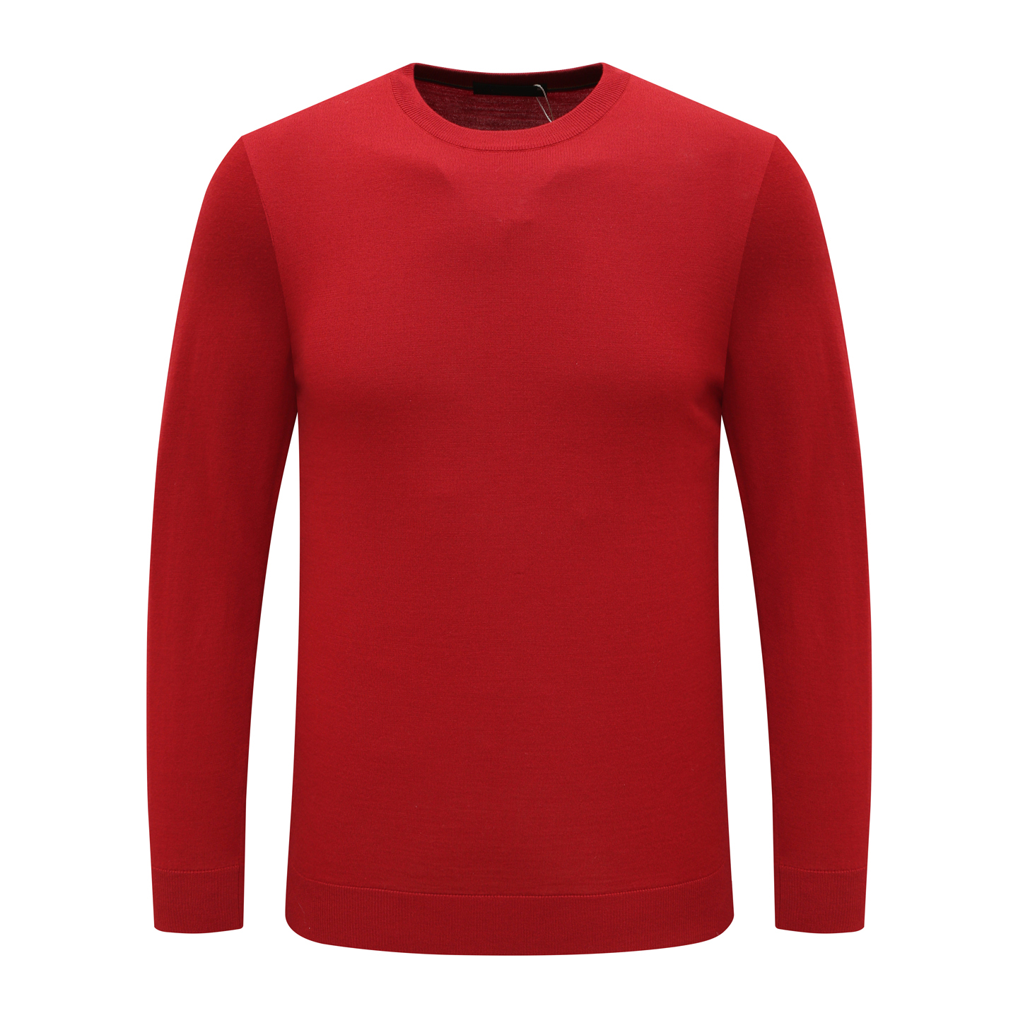 KN4康L尼L男式羊毛衫舒适有弹力 羊毛休闲圆领套头毛衣 红色