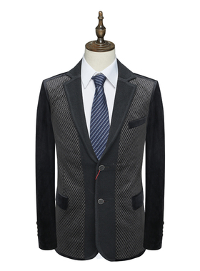 AB585邦纳男式春秋西服 两粒扣无开衩商务休闲西装 黑灰色