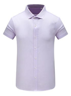 MY276美尔男夏季短袖衬衫 棉休闲商务上衣 淡紫色 时尚都市