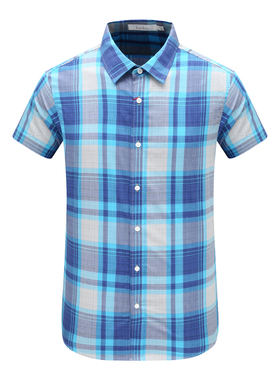 AB1376邦纳男夏季短袖衬衫 棉休闲商务上衣 蓝色 时尚都市