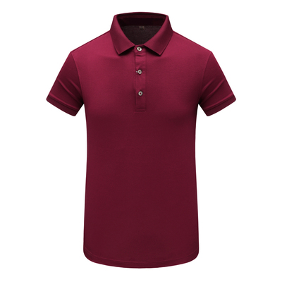 MY235美尔男式夏季短袖T恤 棉翻领套头休闲商务上衣 暗红色