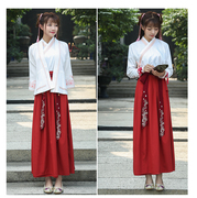 女装改良汉服枣红鱼鳞交领襦裙金鱼刺绣对襟禙子春秋厚款外套