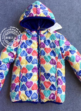国内现货】欧洲正品E家童装女桃心冬加厚棉服两面穿儿童外套