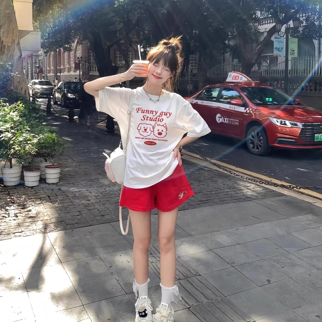 夏季女卡通印花宽松短袖T恤
