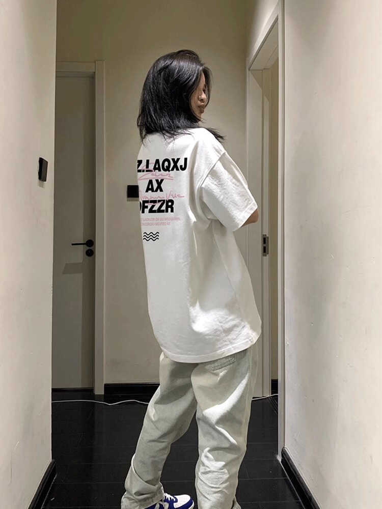ins潮牌美式重磅纯棉短袖T恤男款夏季高街嘻哈设计感宽松半袖上衣