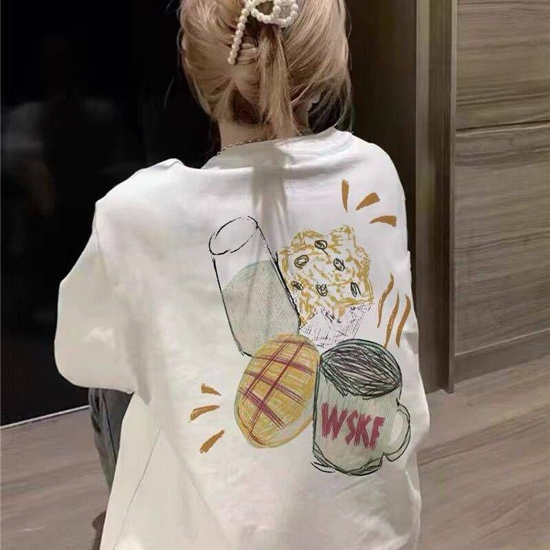 夏季纯棉白色短袖t恤女2025新款爆款正肩设计感美式半袖宽松上衣
